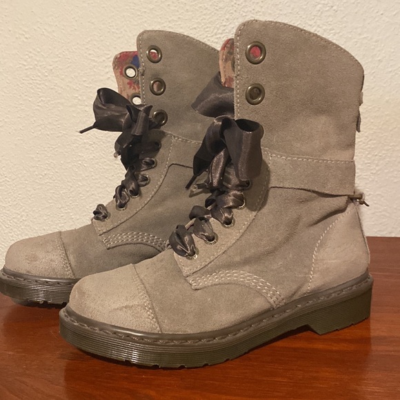 Suede Doc Marten Combat Boots - Picture 3 of 5